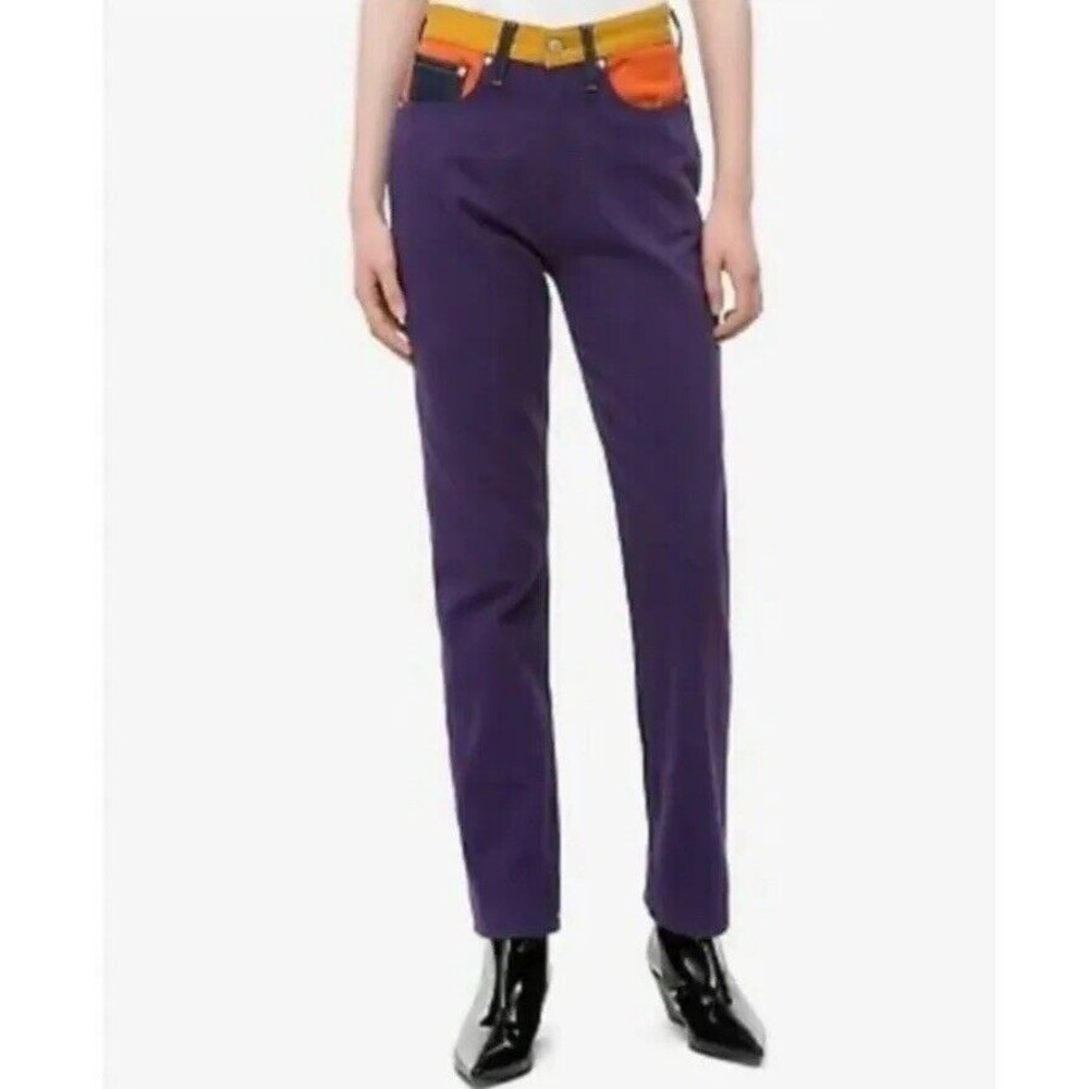 Calvin Klein Women's Jeans, Italian Denim Colorblock High Rise Straight Sz 29x32